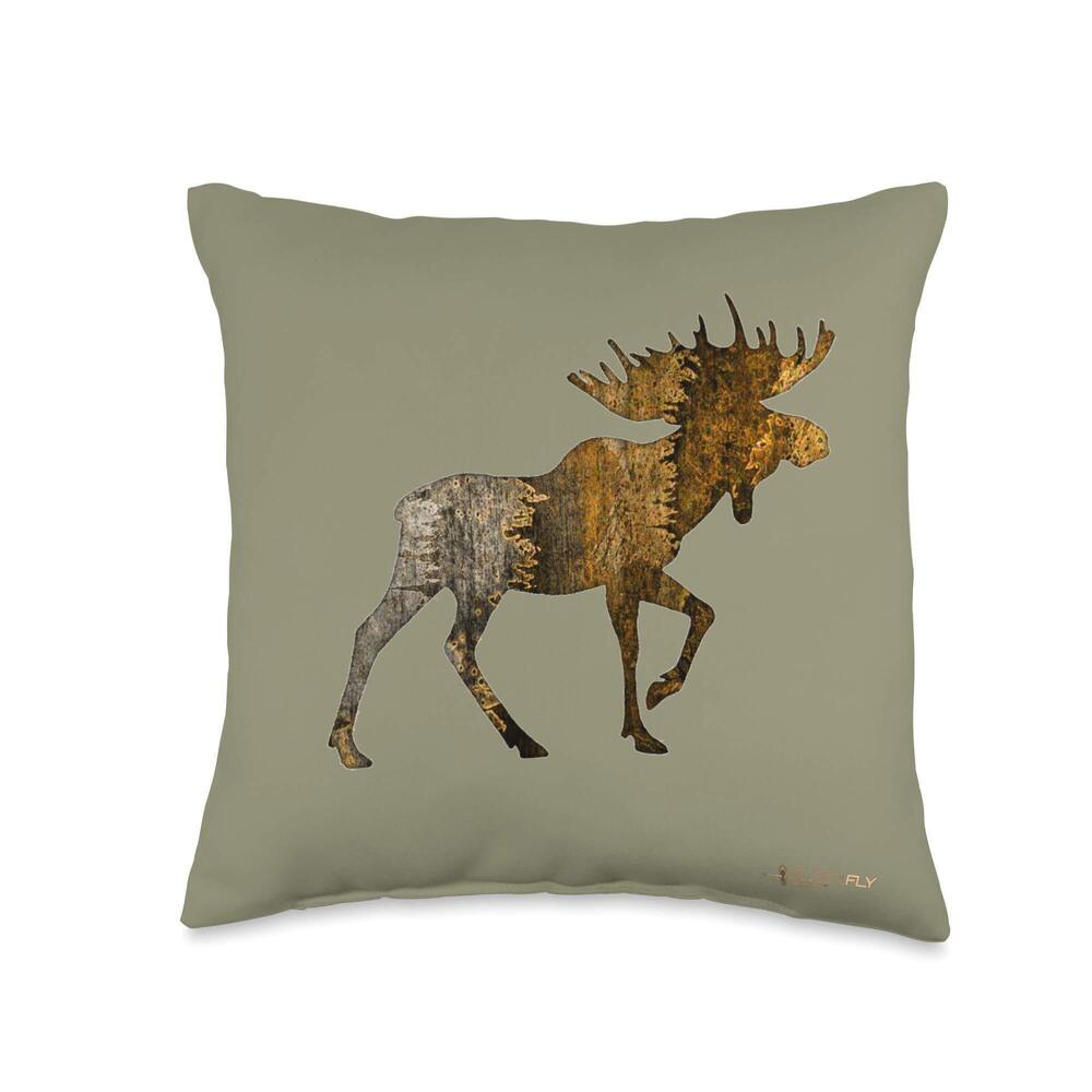 3197 Outdoor Moose Beige Brown Throw Pillow Wildlife Home Decor Throw